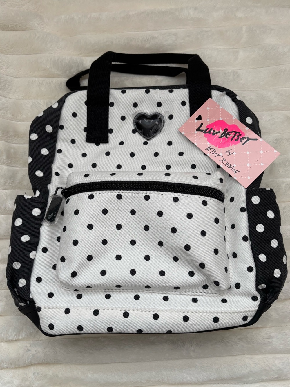 Luv Betsey by Betsy Johnson - Black & White Polka Dot Backpack
